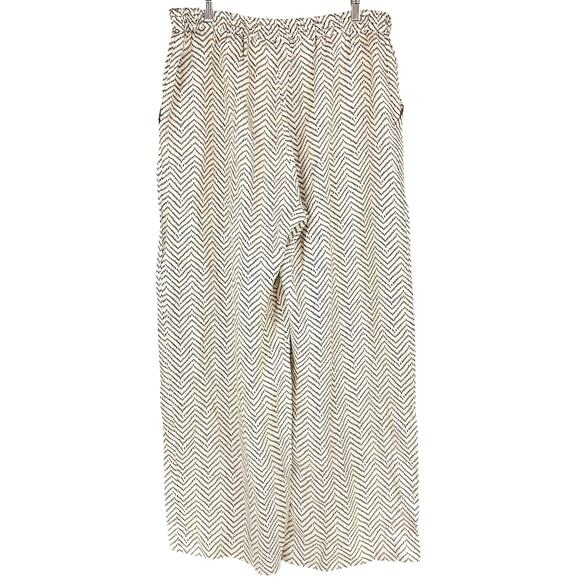 MASAI COPENHAGEN Perdita Trousers Cream w/ Black Chevron Dot Wide-Leg Pants Sz L - Picture 6 of 8